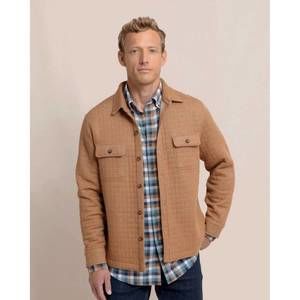 NEW SOUTHERN TIDE fairwood quilted knit shacket in hazelnut khaki
